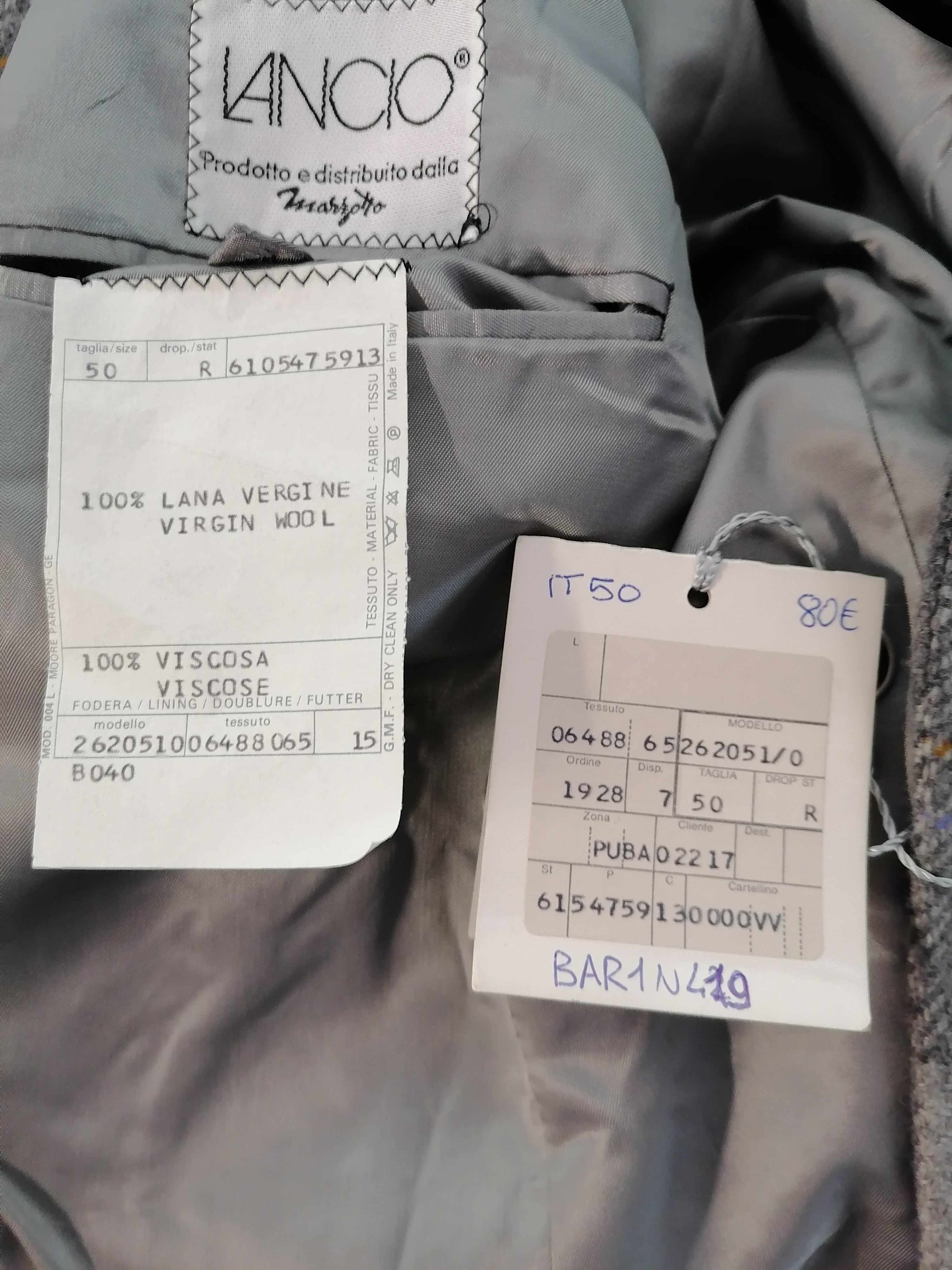 Lancio giacca lana vergine IT 50 — pezzo unico d'archivio — IlBotteghino