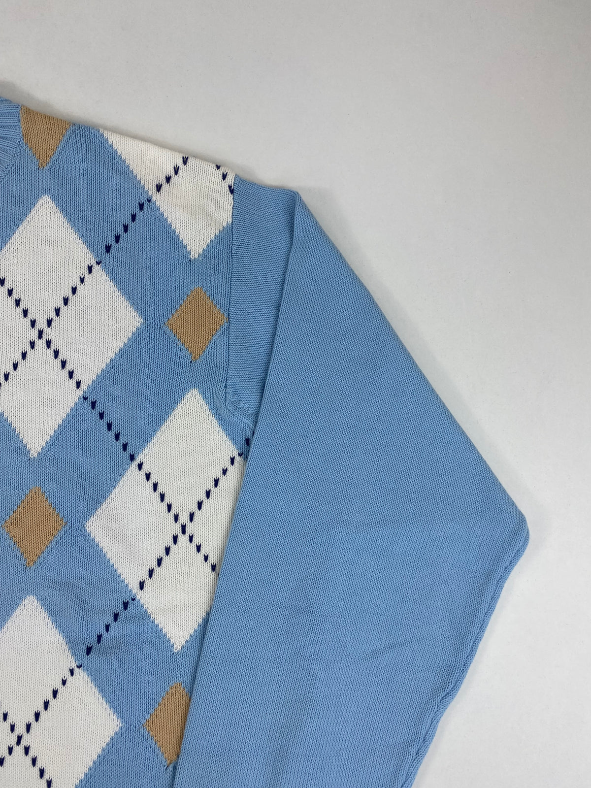 Aquascutum Maglione Girocollo Azzurro a Rombi Argyle in Cotone – foto 4 di 8