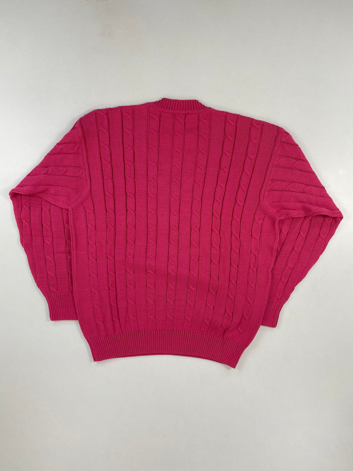 Maglione Davinson Collo a V Rosa Scuro a Trecce in Cotone – foto 2 di 7