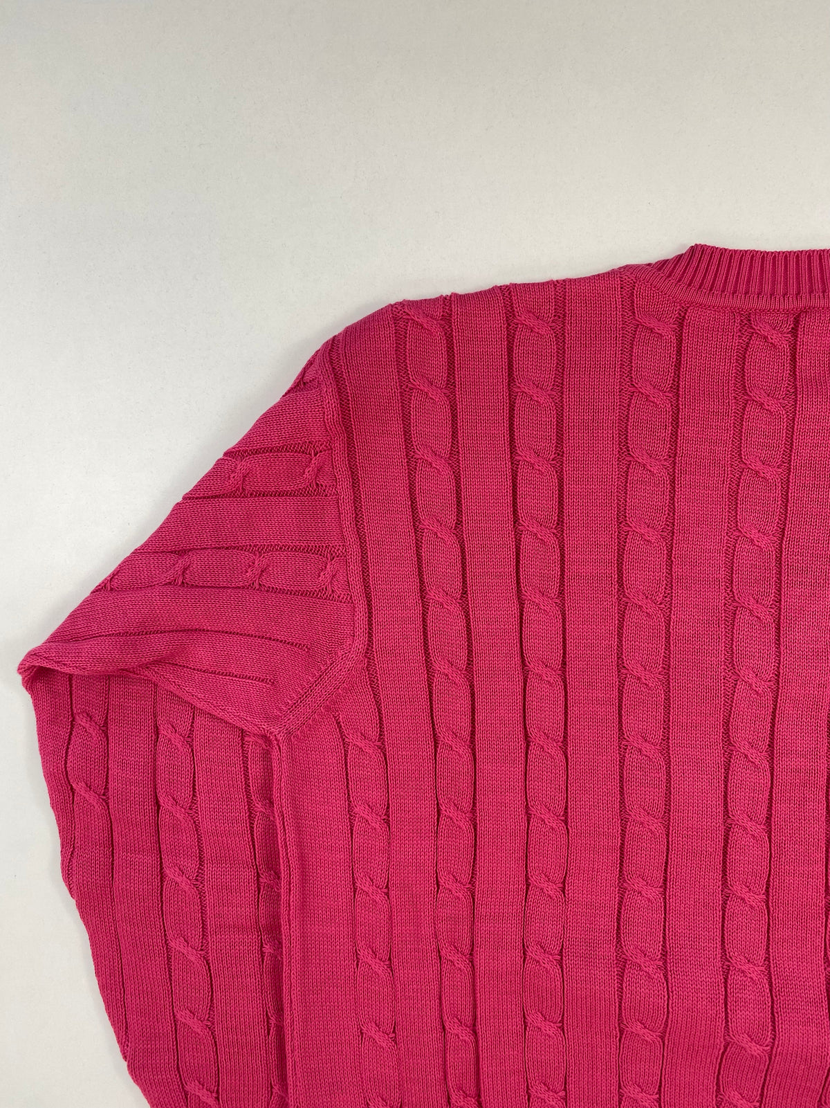 Maglione Davinson Collo a V Rosa Scuro a Trecce in Cotone – foto 7 di 7