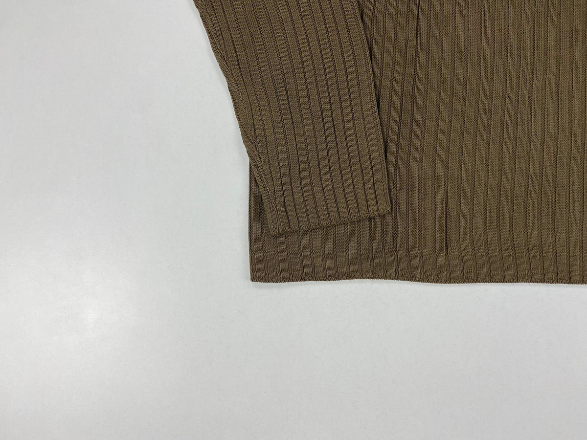 Armani Collezioni Polo Manica Lunga Marrone Talpa a Coste in Viscosa – foto 3 di 6