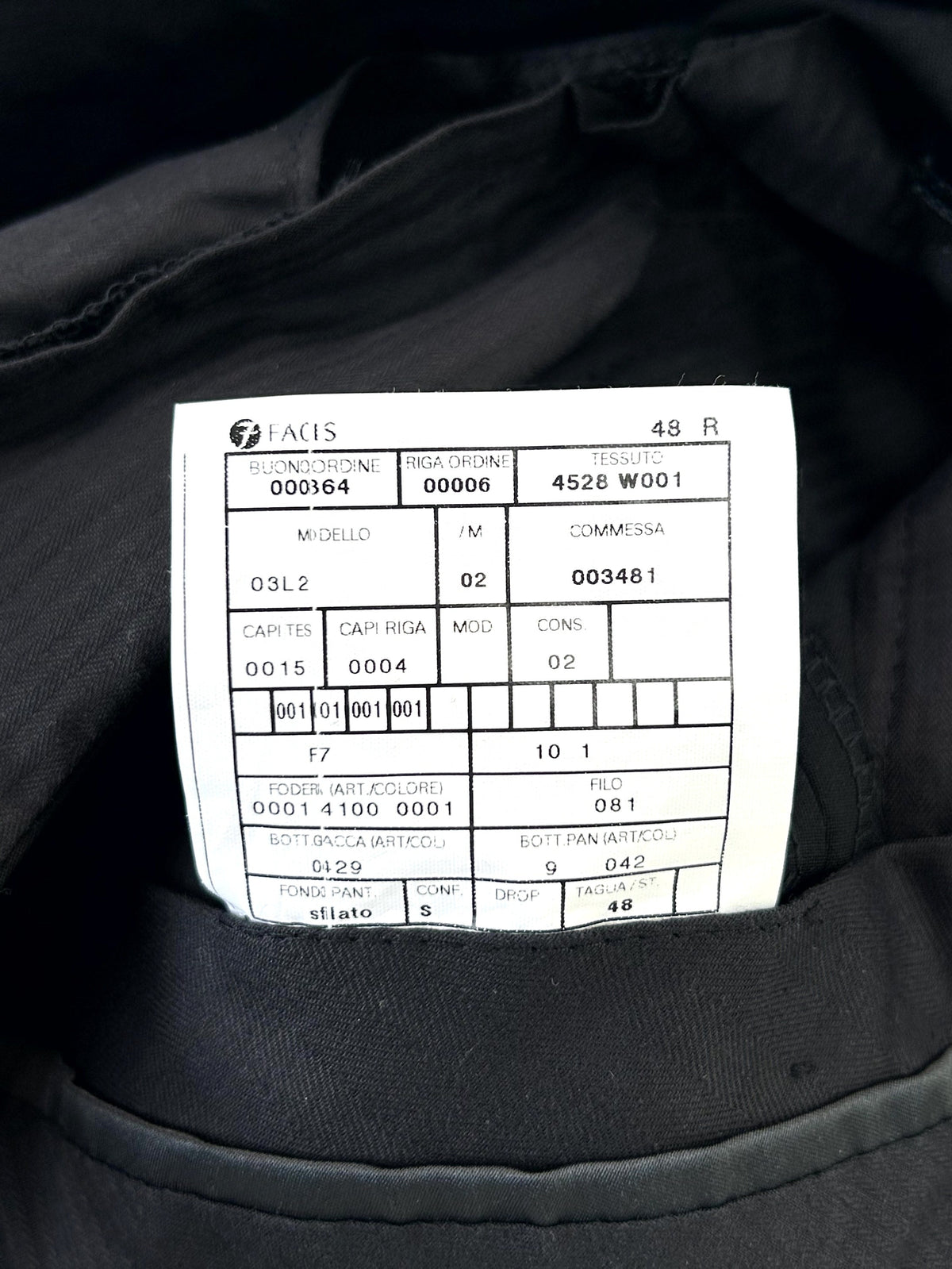 Facis Pantalone Sartoriale Uomo Nero 100% Lana Taglia 48 Made in Italy