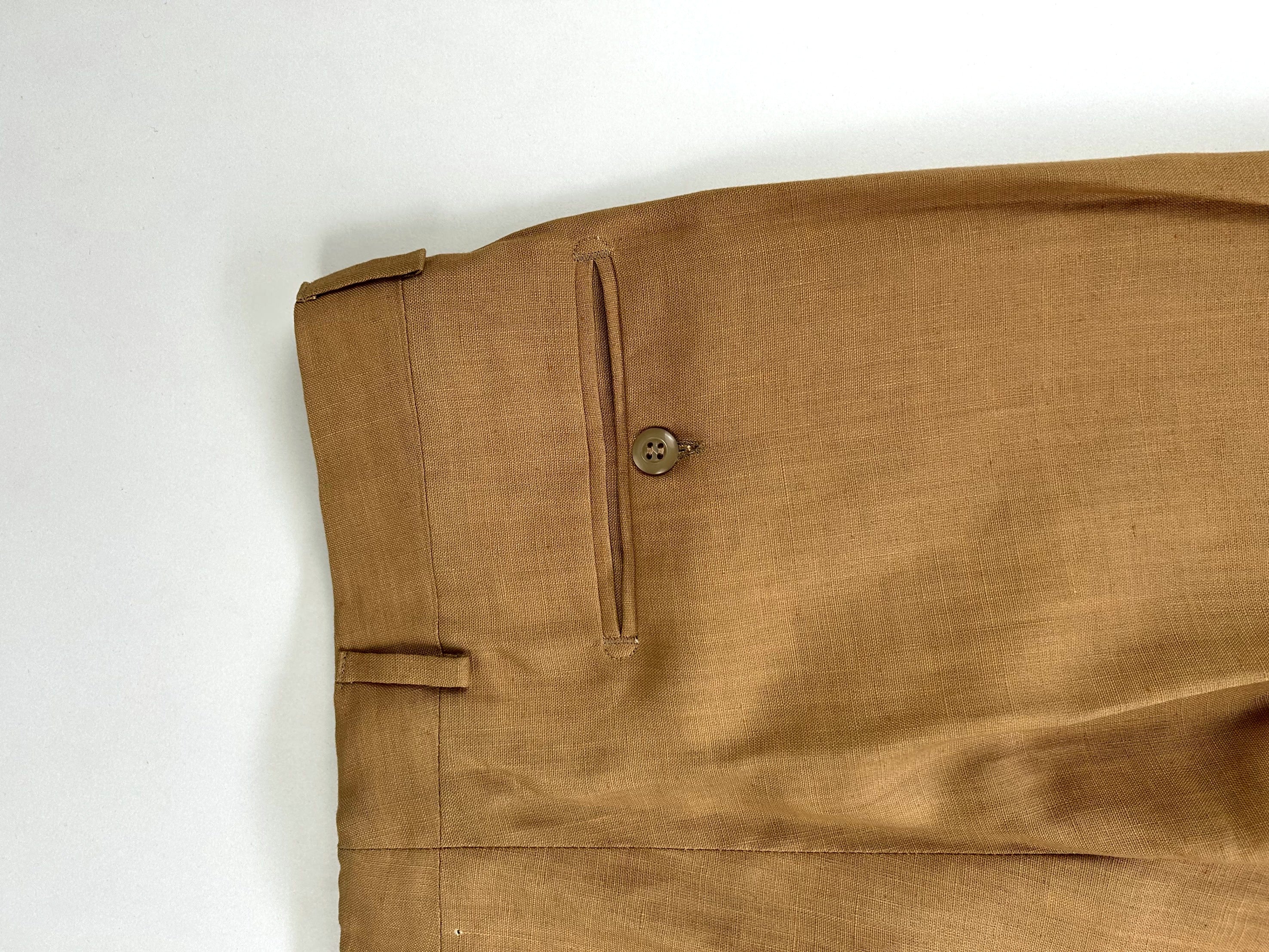 Pantalone sartoriale Alexander marrone tabacco, 100% lino, taglia IT 48