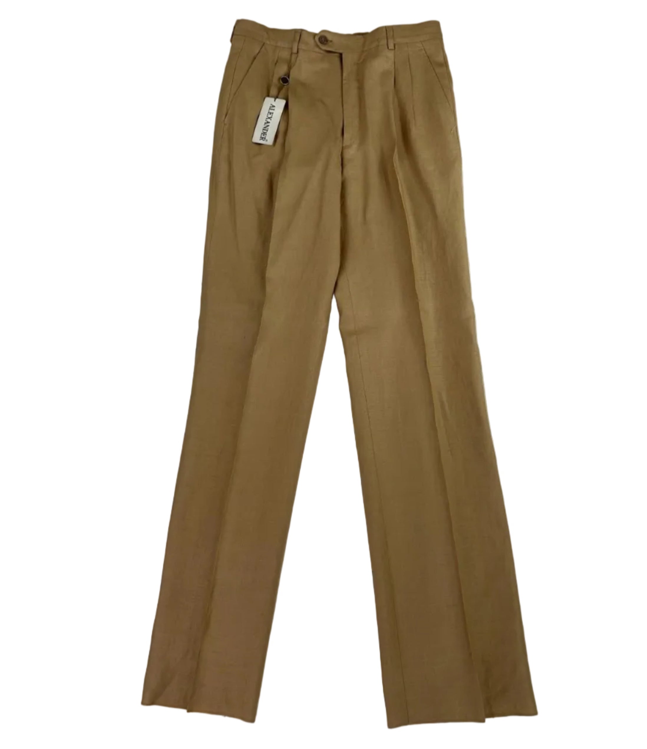 Pantalone sartoriale Alexander marrone chiaro tabacco, 100% lino, taglia IT 48