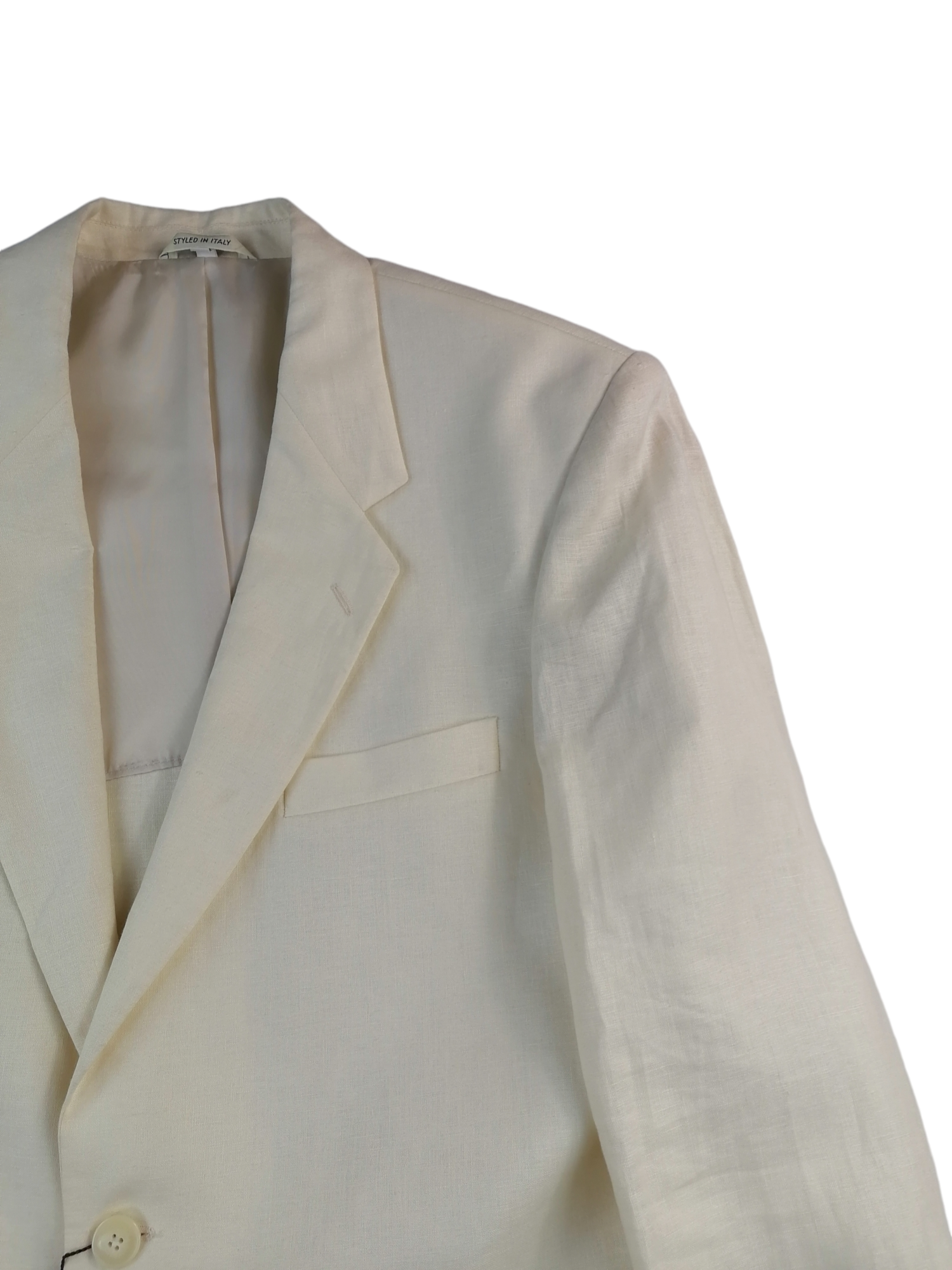 Millibar completo lino — dettaglio sartoriale — IlBotteghino