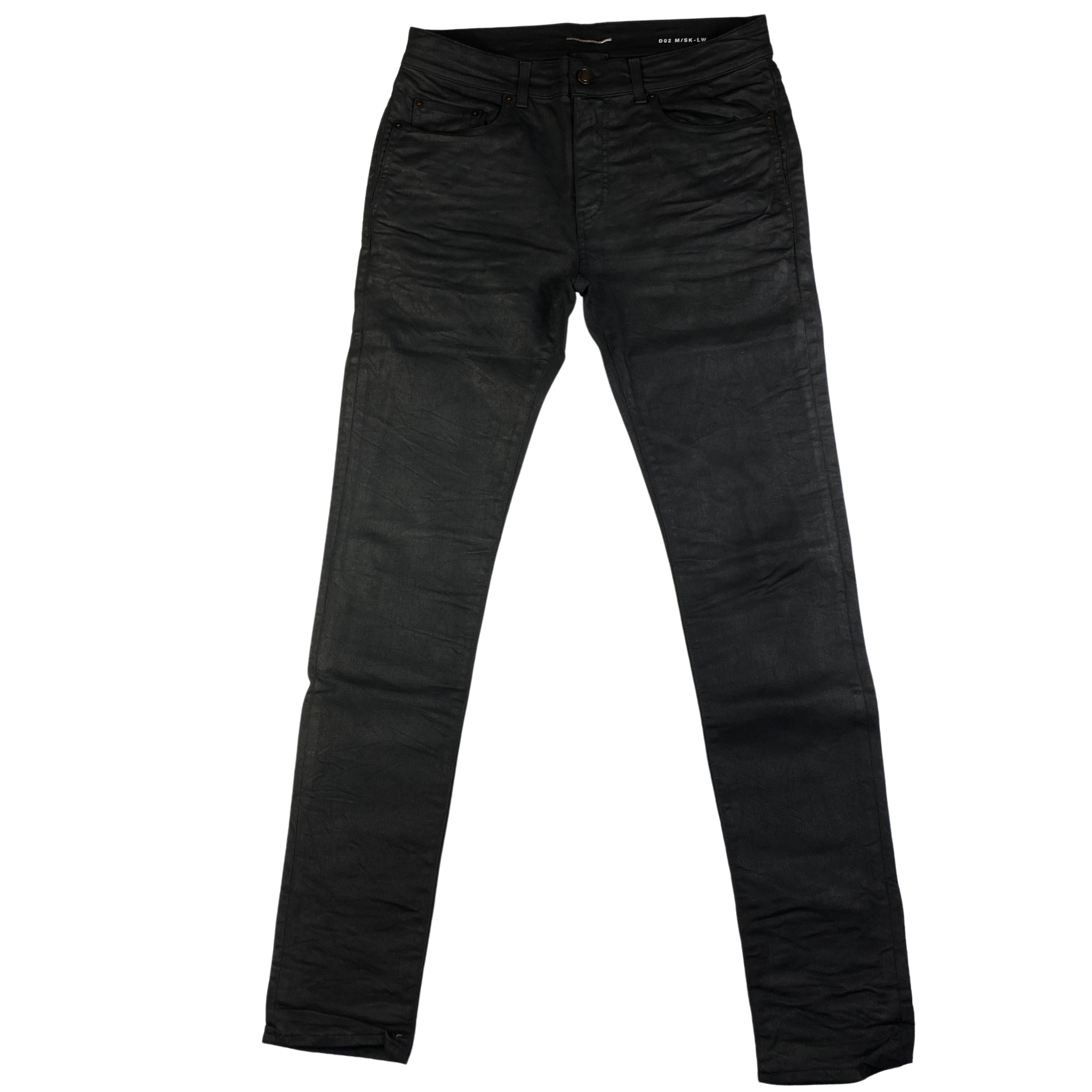 Jeans Saint Laurent slim nero spalmato, taglia 32US — IlBotteghino