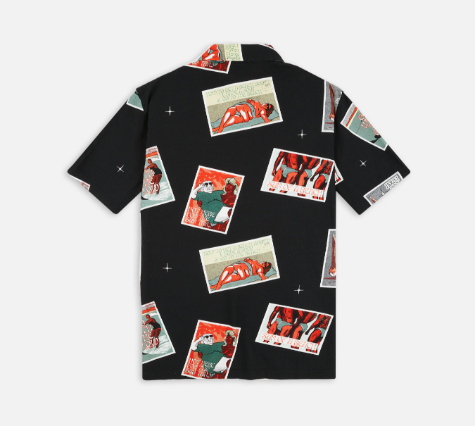 Edwin camicia nera cartoline — streetwear d'archivio — IlBotteghino