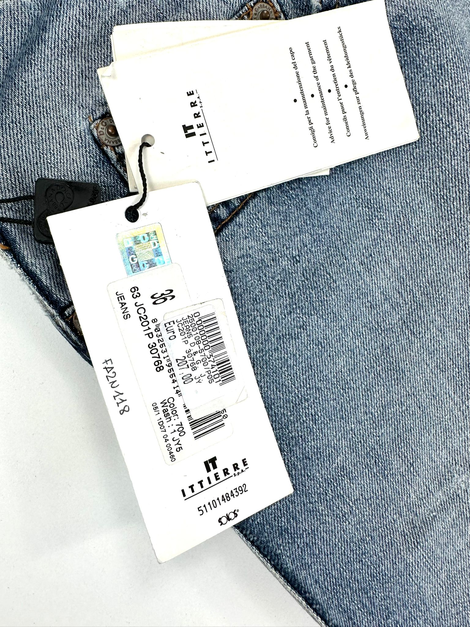 D&G Dolce & Gabbana Jeans Uomo 36 Blu Destroyed con Banda Laterale