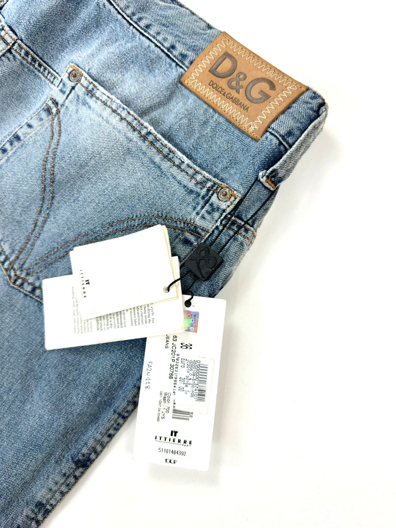 D&G Dolce & Gabbana Jeans Uomo 36 Blu Destroyed con Banda Laterale