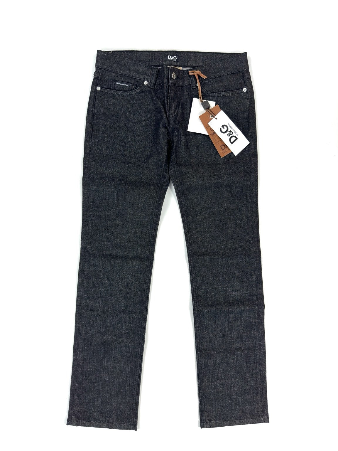 Jeans D&G Girly nero cimosato da donna, vita bassa, taglia 29US