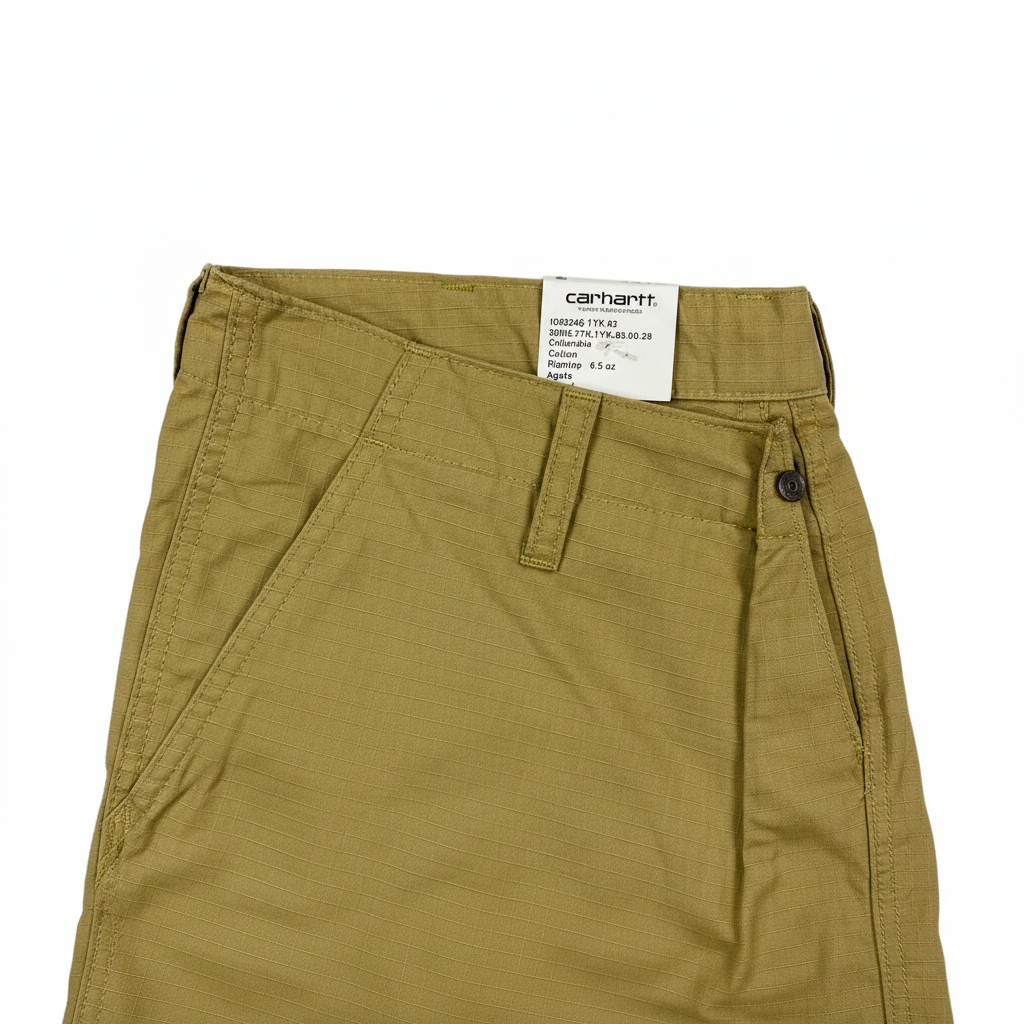 Carhartt short cargo senape — dettaglio tasche — IlBotteghino