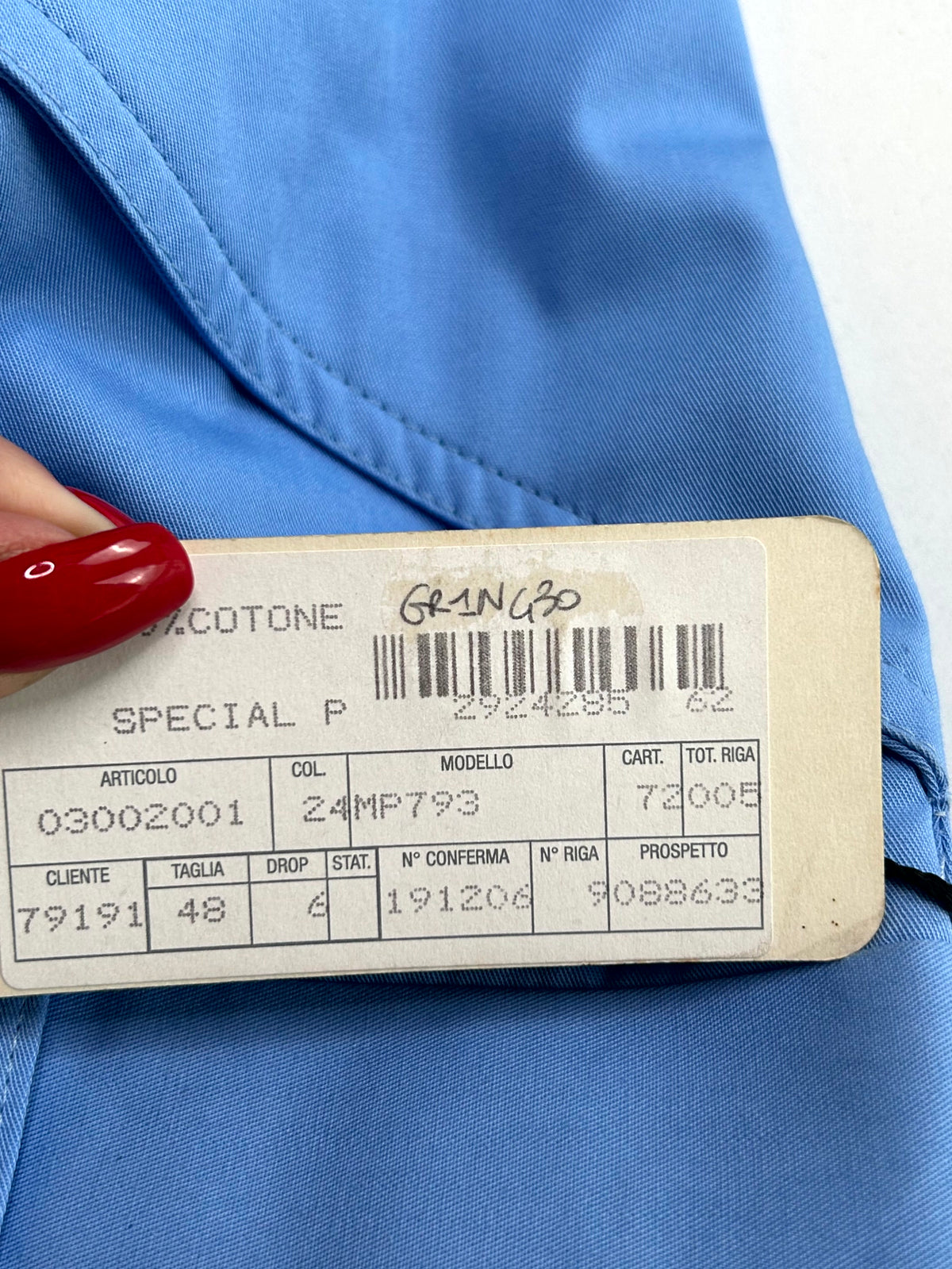Berry Green Line pantalone azzurro — dettaglio tasca — IlBotteghino