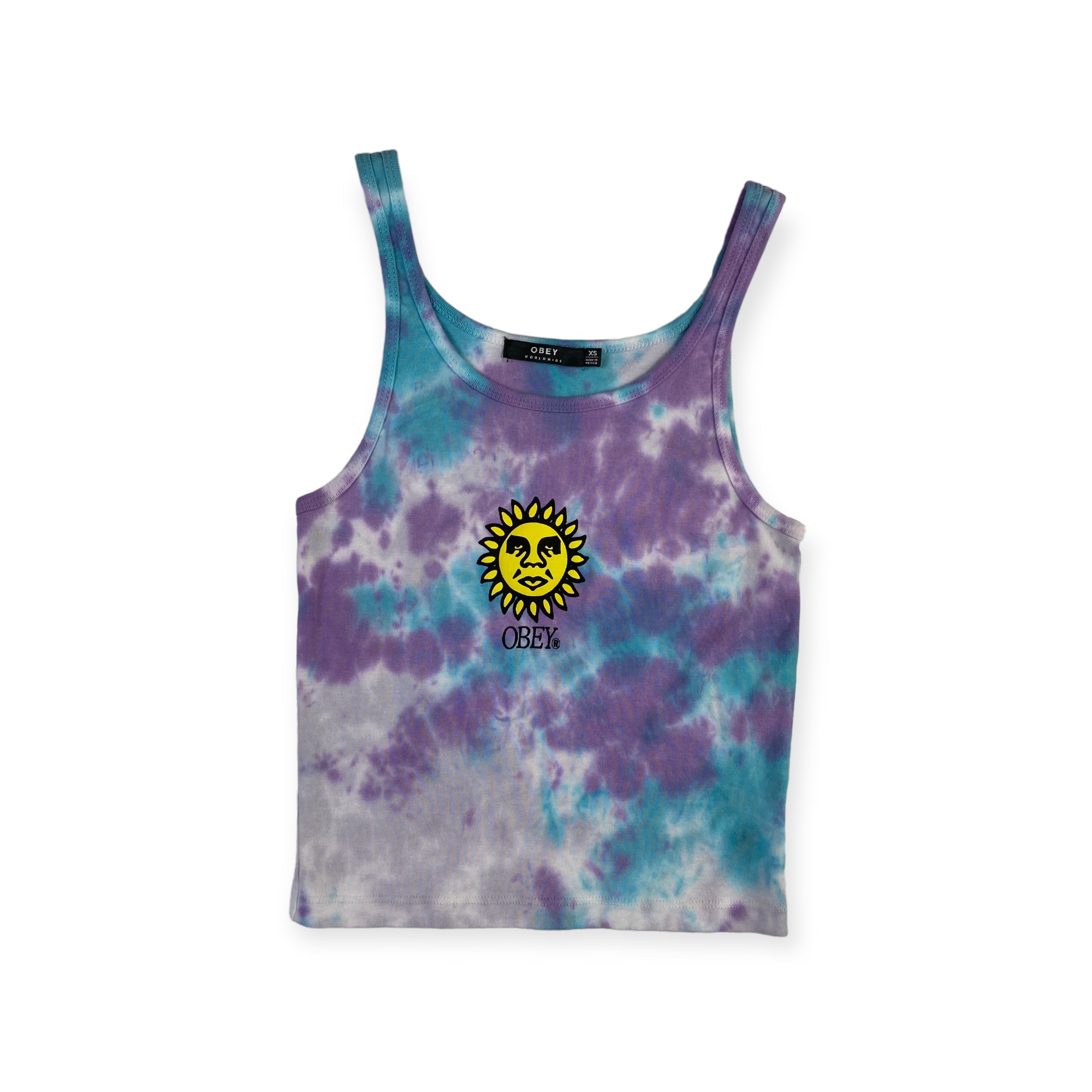 Top Obey multicolore sfumato con sole, taglia XS — IlBotteghino