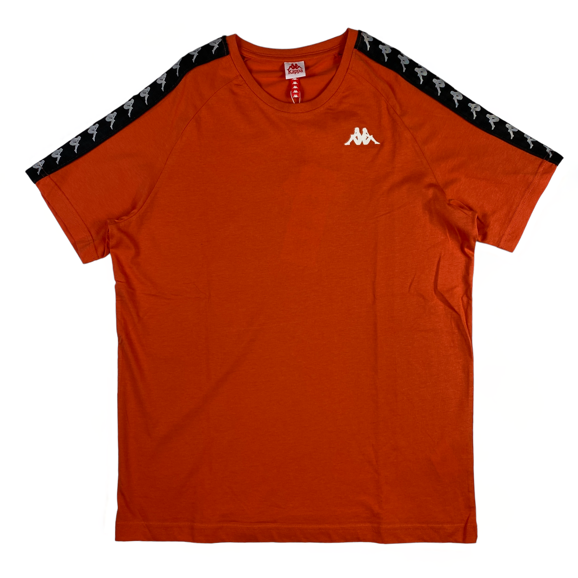 T-shirt Kappa arancione fascia nera sulle spalle, taglia L — IlBotteghino