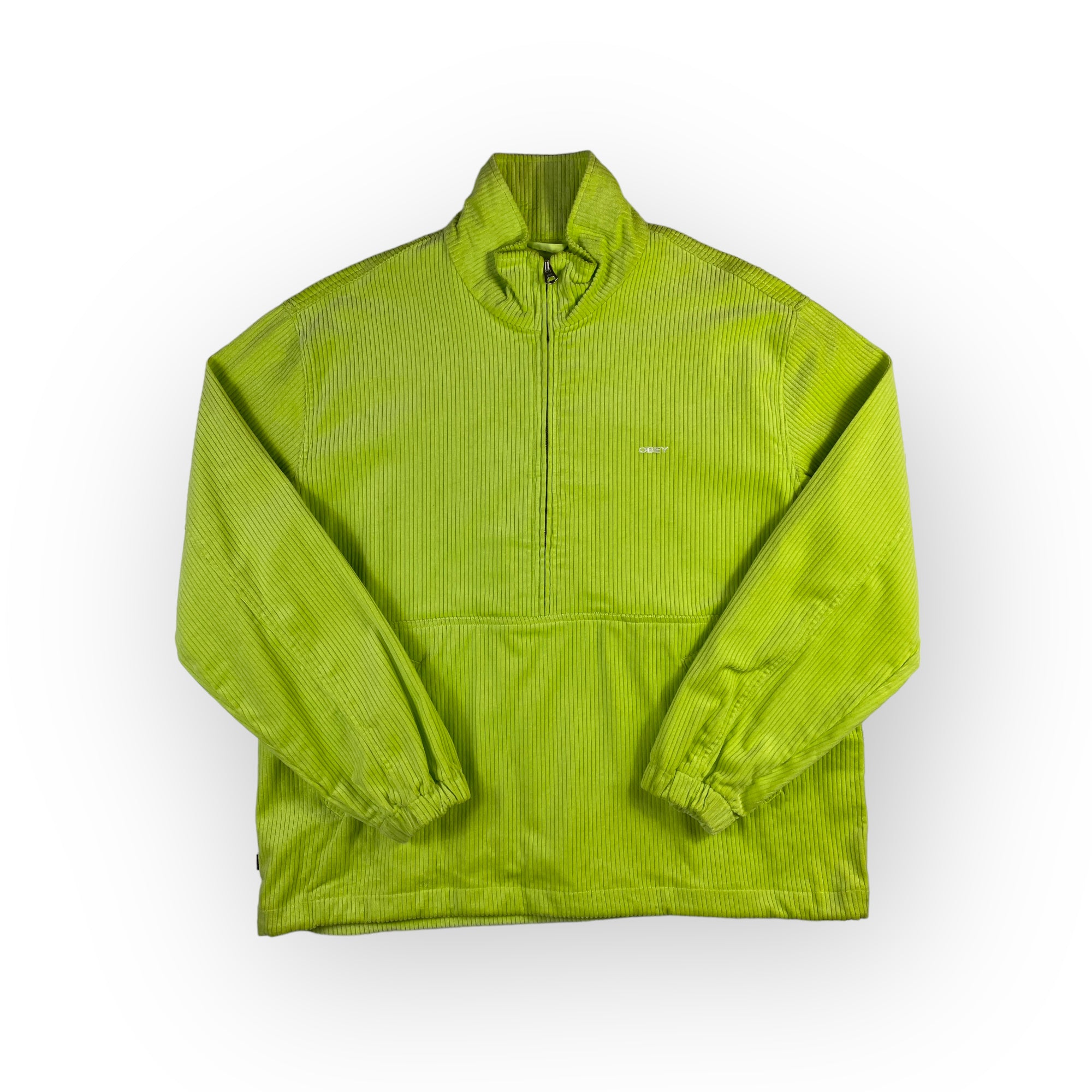 Fleece Obey verde lime effetto vellutato, taglia M — IlBotteghino