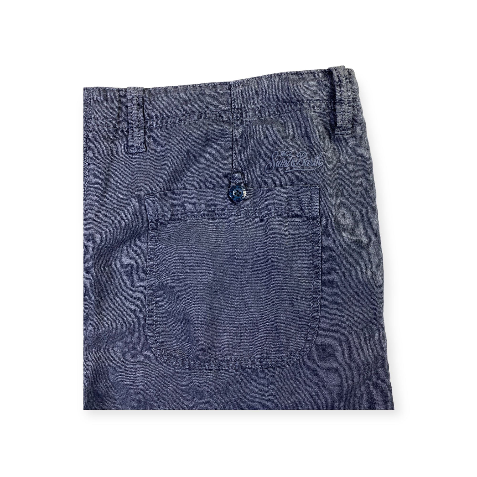 Mc2 Saint Barth pantalone lino blu — archivio moda estiva — IlBotteghino