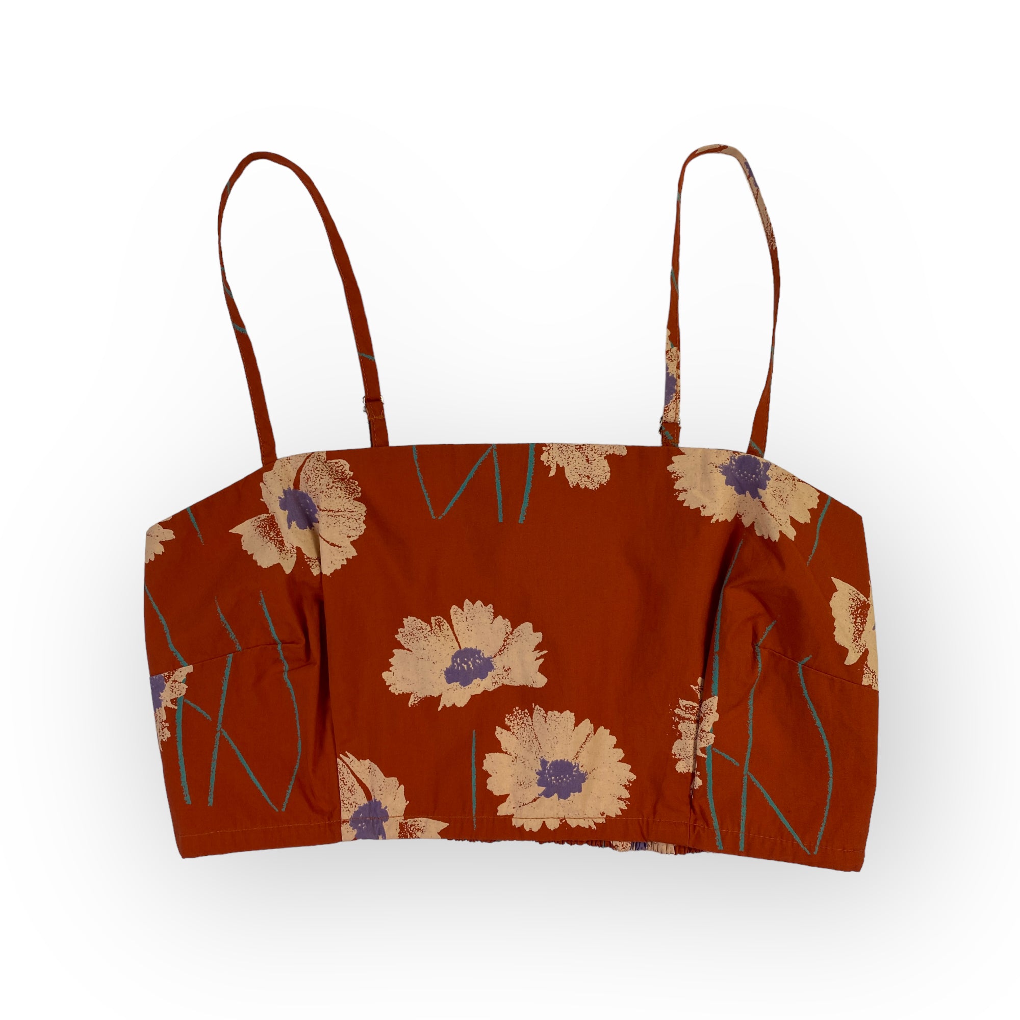 Top Obey marrone fantasia floreale, taglie XS e M — IlBotteghino