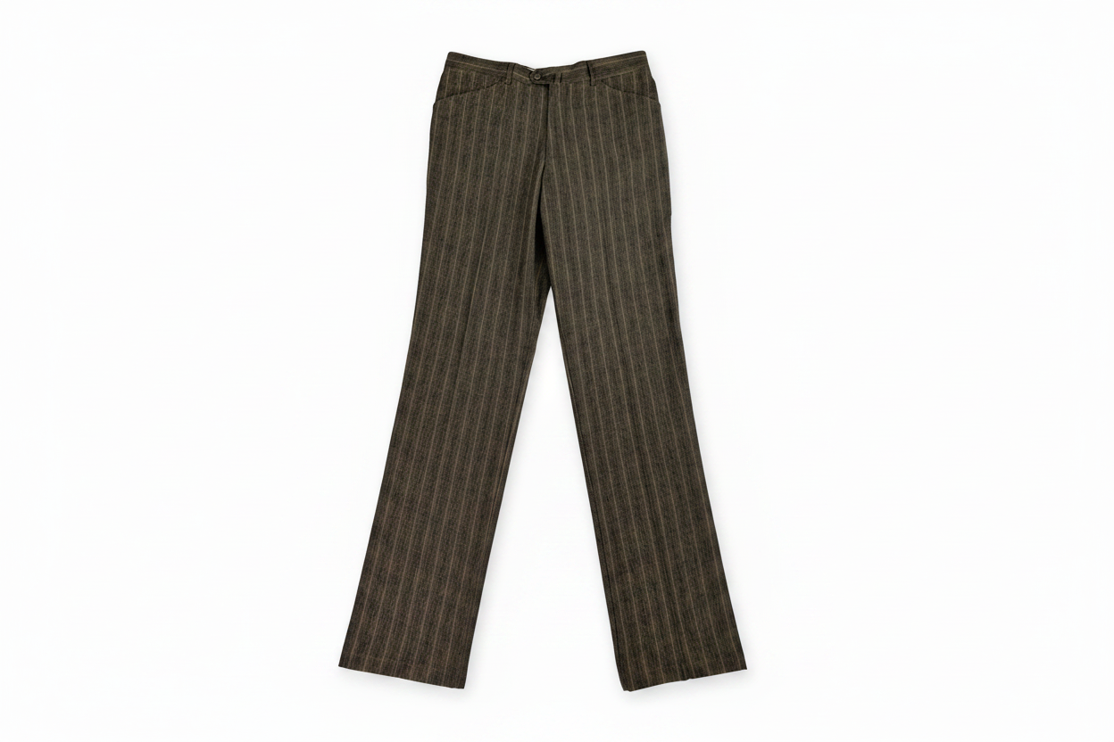Pantalone vintage Tiziano gessato marrone, taglia IT 50 — IlBotteghino