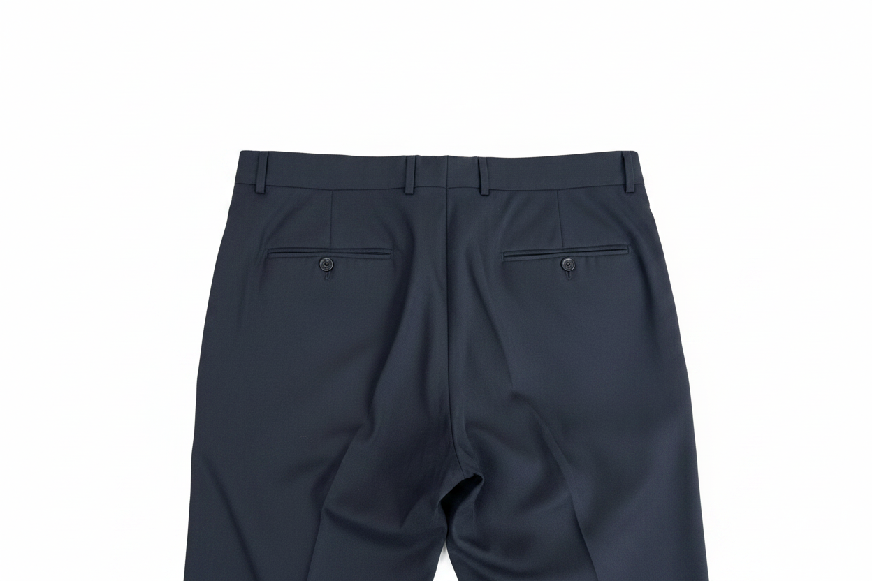 Pantalone gessato blu — dettaglio tessuto — IlBotteghino