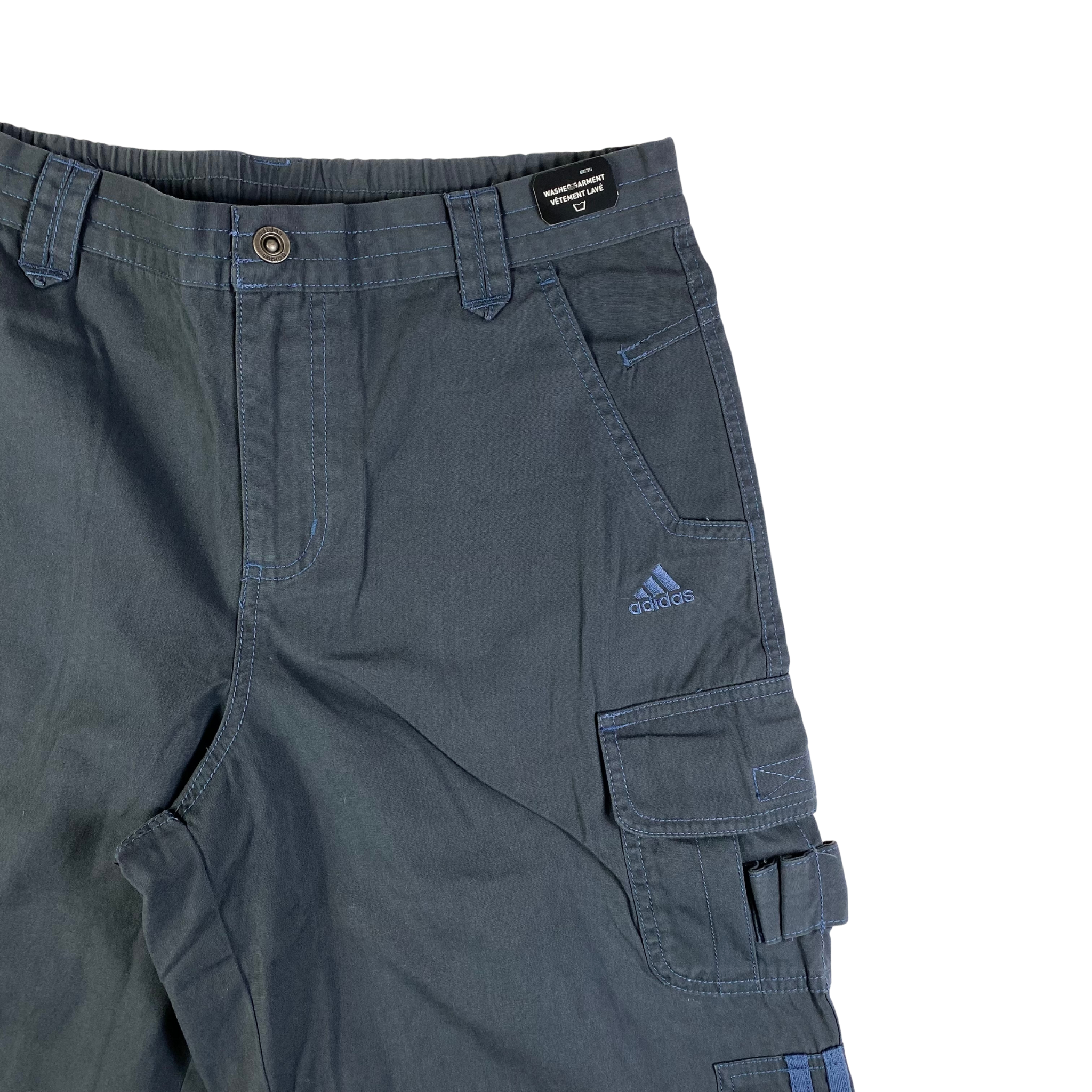 Adidas pantaloncini cargo blu scuro — capo sportswear d'archivio — IlBotteghino