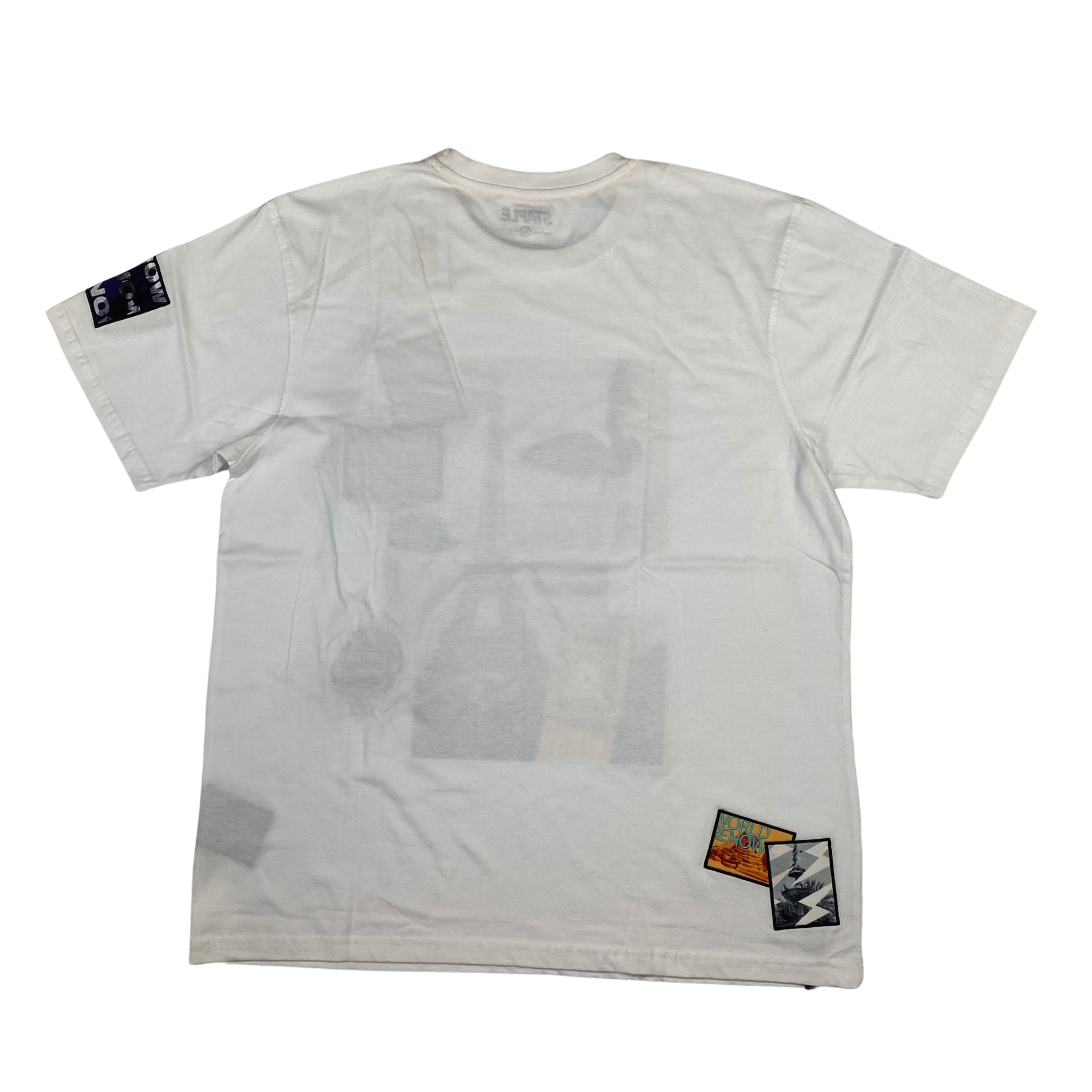 Staple t-shirt bianca collage — streetwear d'archivio — IlBotteghino