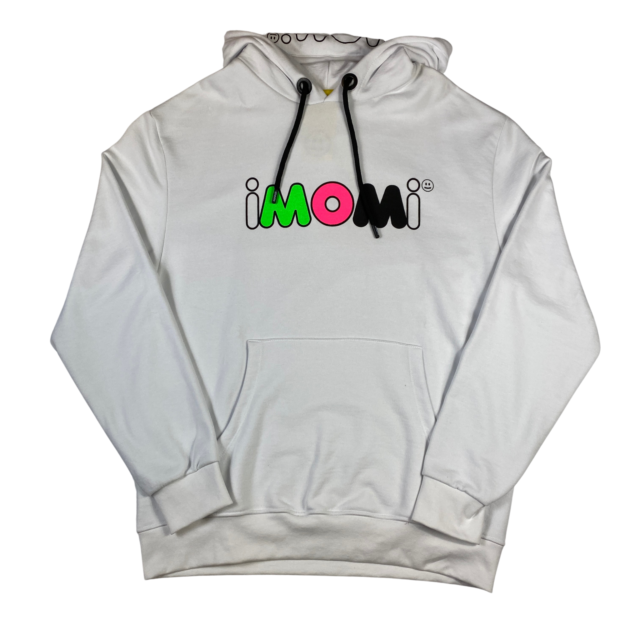 Felpa Imomi bianca con logo colorato, taglia XL — IlBotteghino