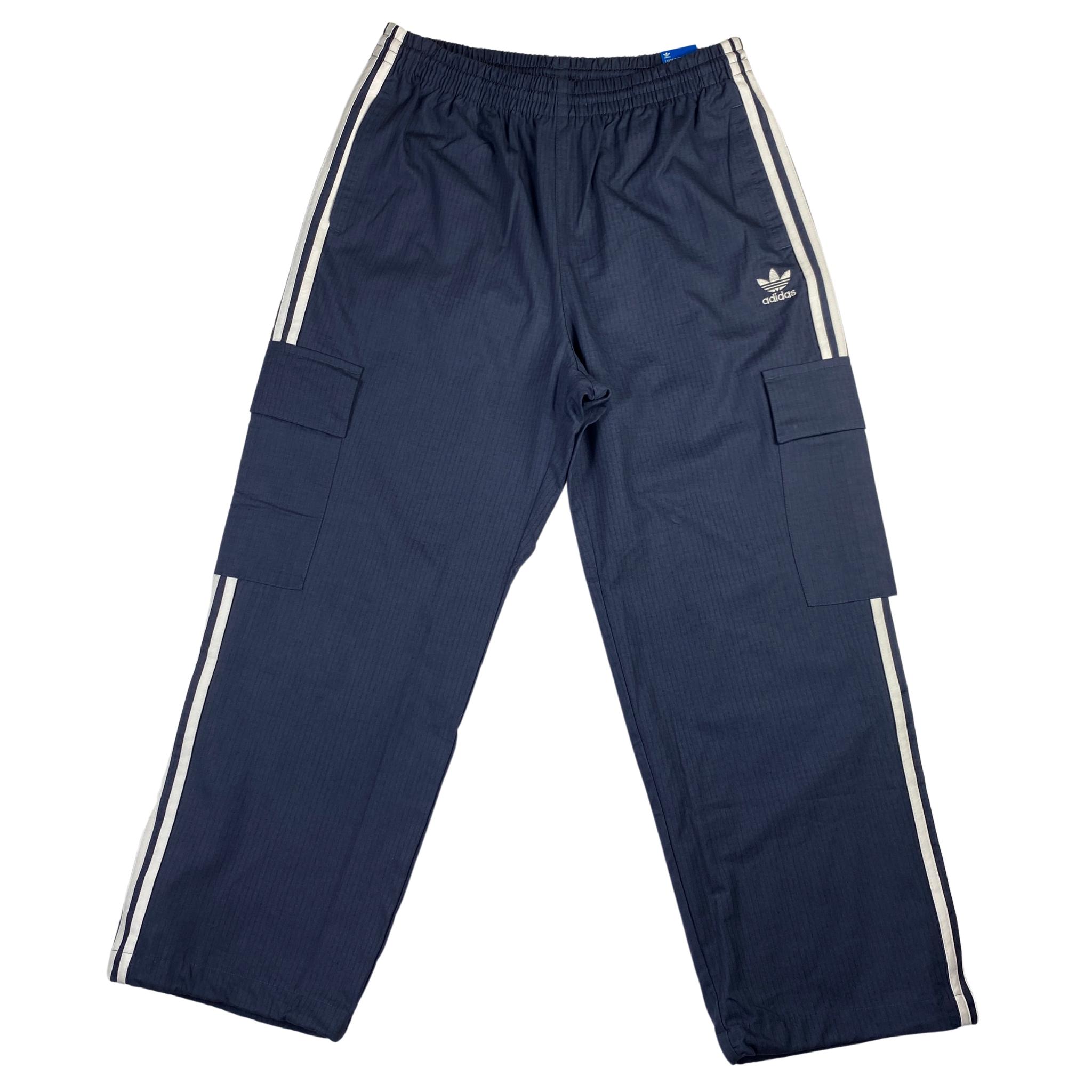 Pantalone Adidas cargo tuta blu con linee laterali bianche, taglia L — IlBotteghino