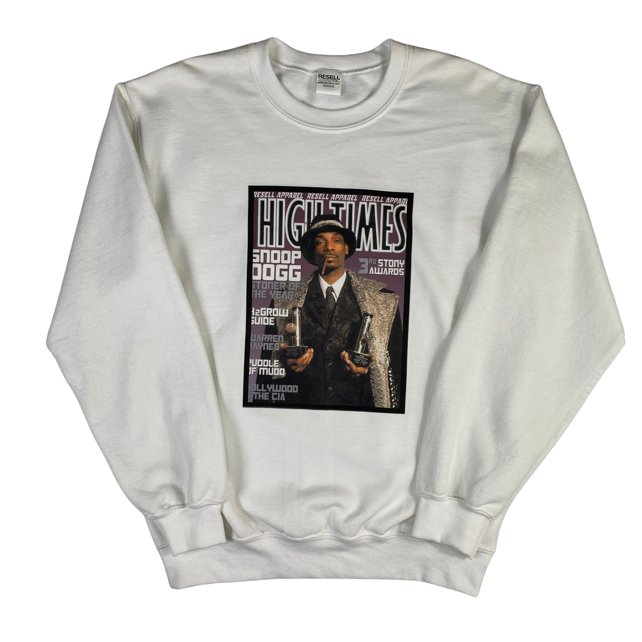 Felpa Resell bianca fantasia Snoop Dogg, taglia S — IlBotteghino