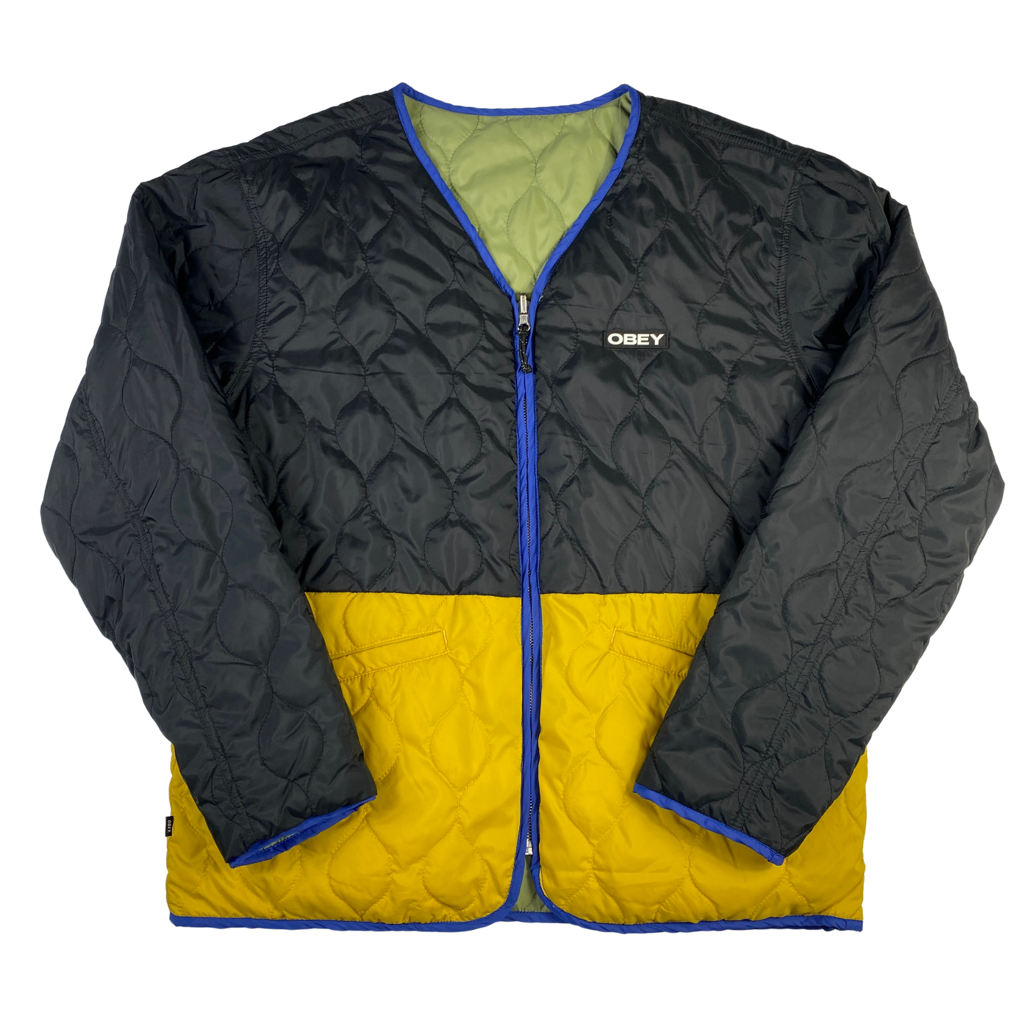 Giubbino Obey dubleface giallo/blu, taglia M — IlBotteghino