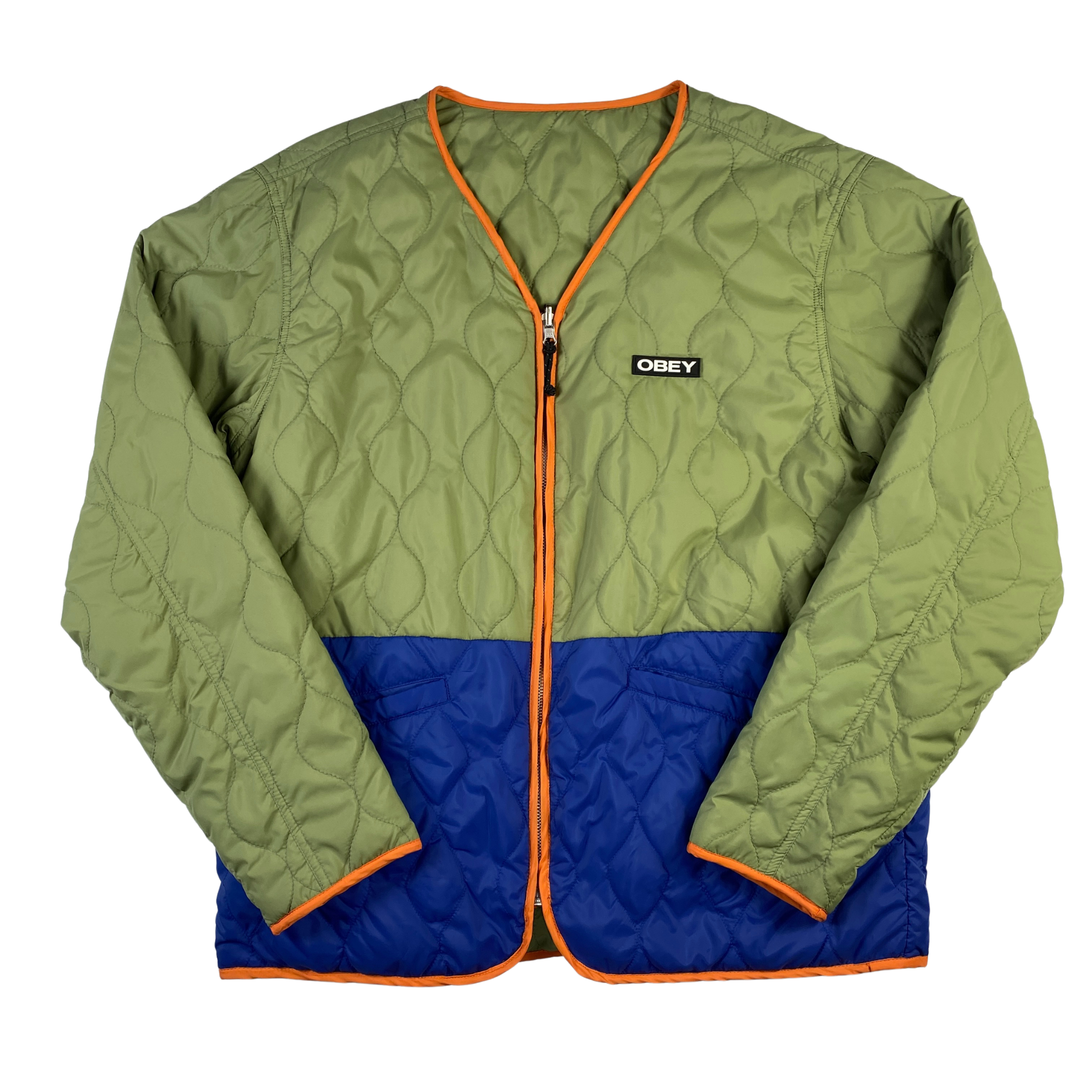 Giacca Obey dubleface verde/blu, taglia M — IlBotteghino