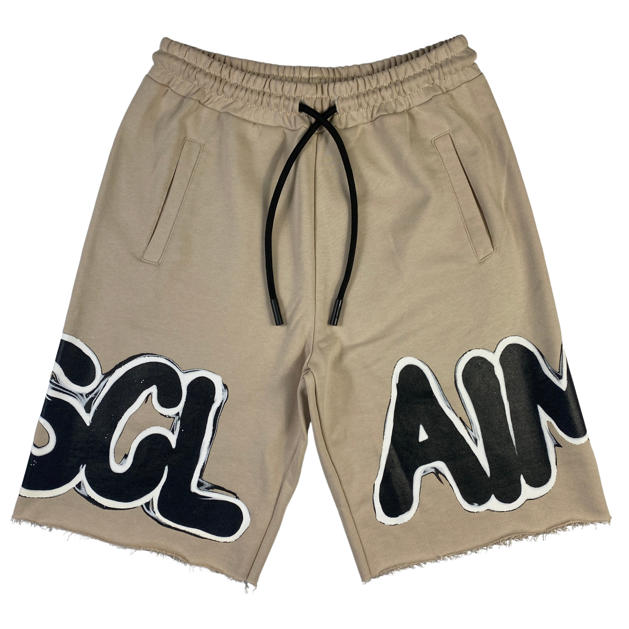 Short tuta Disclaimer beige con scritta nera, taglia XL — IlBotteghino