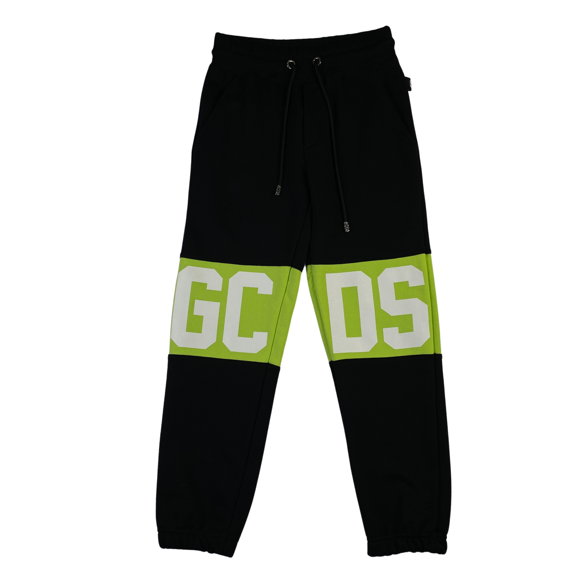 Pantalone tuta GCDS nero con fasce verdi, taglia S — IlBotteghino
