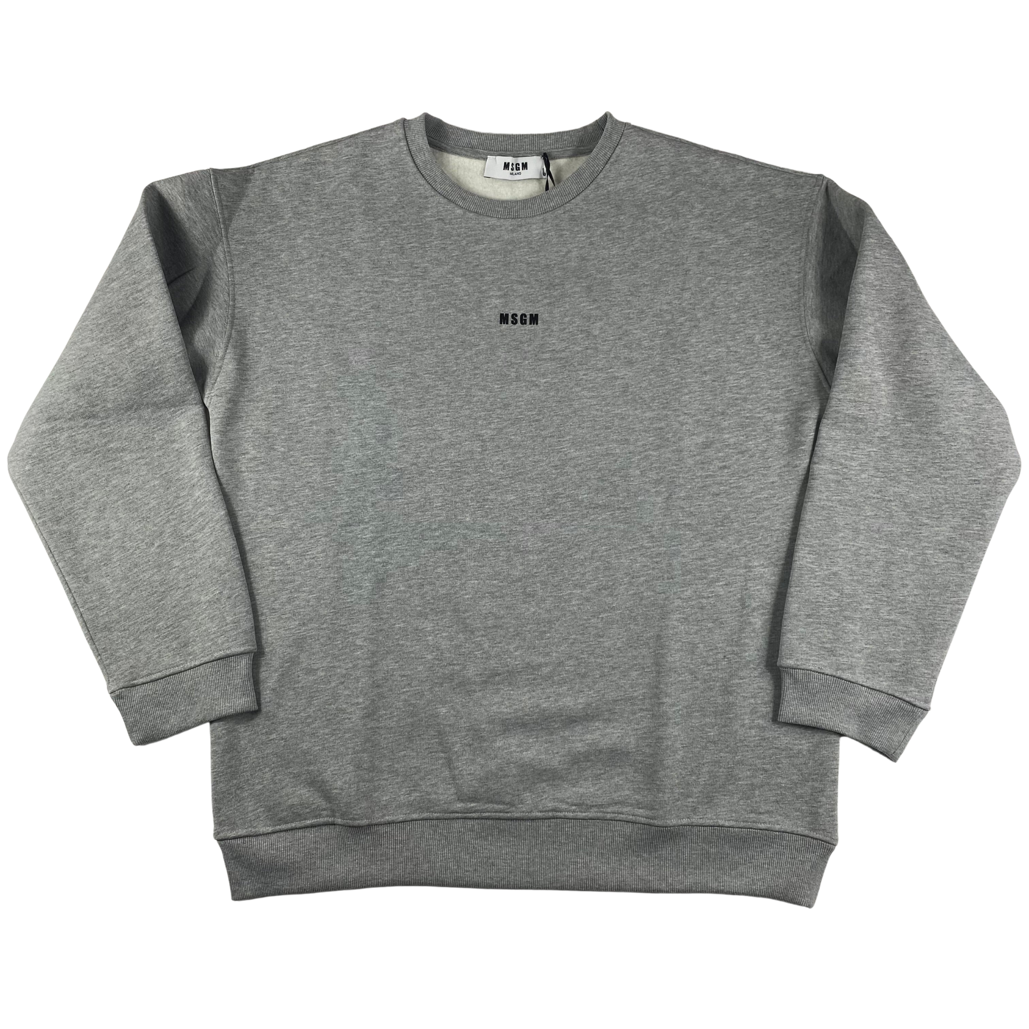 Felpa MSGM Milano grigia in cotone con logo sul petto, taglia XXL — IlBotteghino