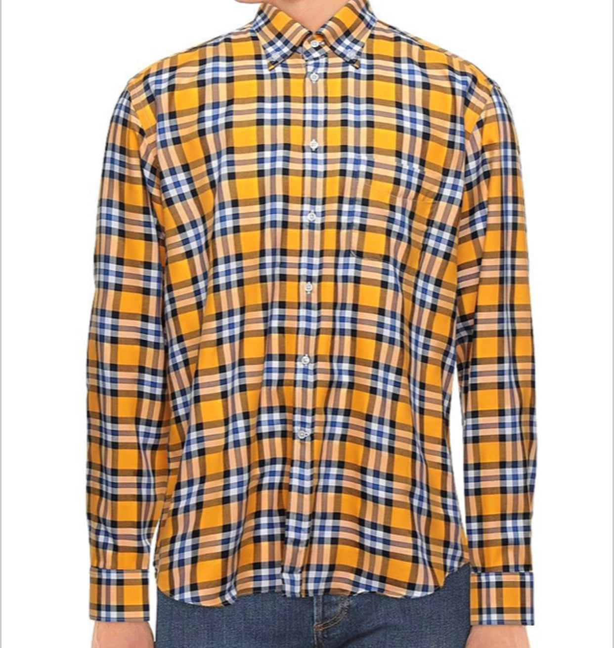 B.D. Baggies camicia scozzese gialla — capo vintage d'archivio — IlBotteghino