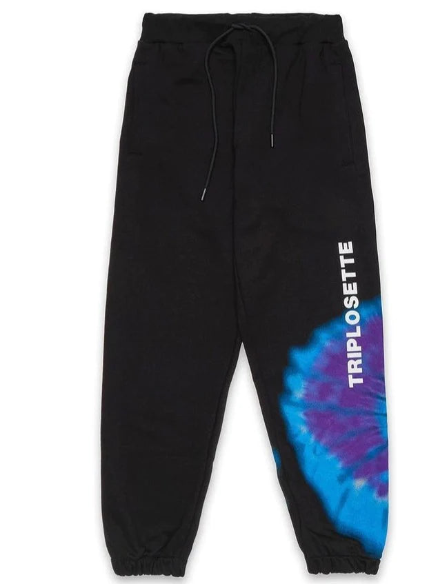 Pantalone tuta 777 nero con fantasia colorata sulla gamba — IlBotteghino
