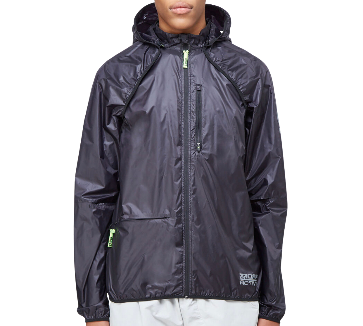 Giacca Off-White c/o Virgil Abloh Running Multi Use nera e argento, taglia L — IlBotteghino