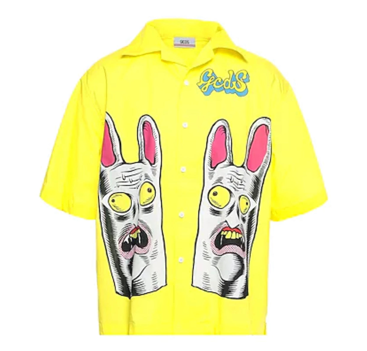 Camicia GCDS gialla con fantasia stampata da uomo, taglia M — IlBotteghino